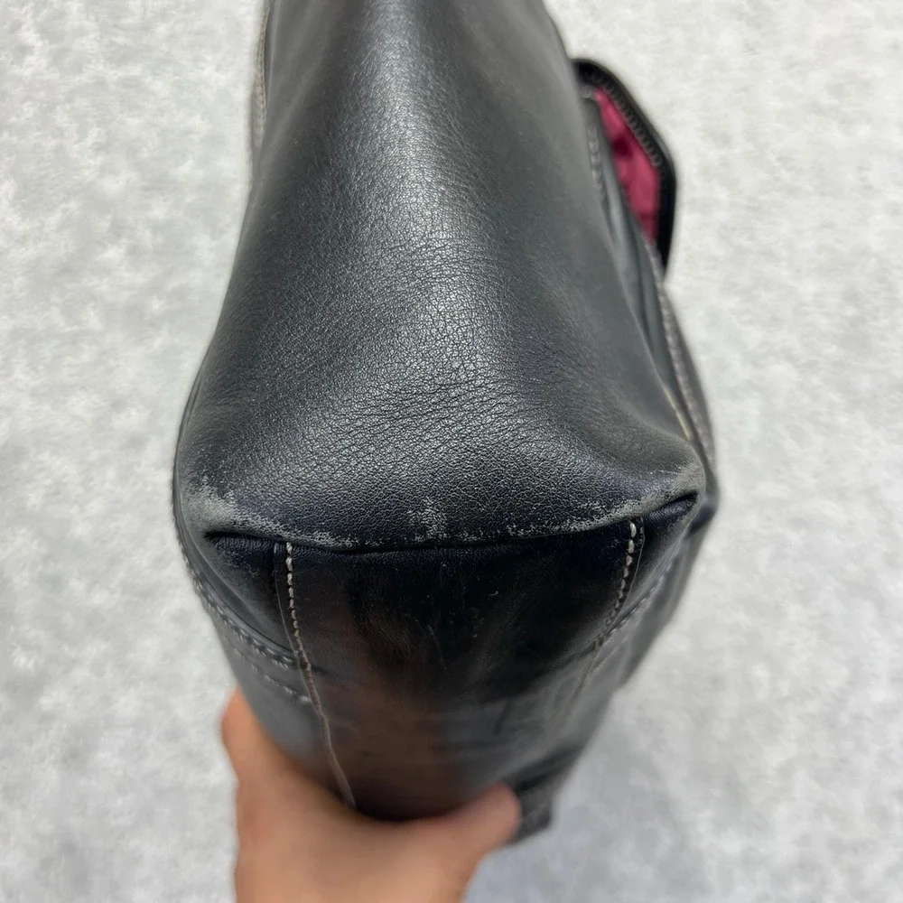 Y2k Coach Gigi Tote Bag Black Leather Brass Hardware Turnlock Top Handle